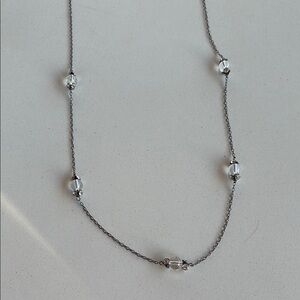 J. Crew Silver Necklace with Clear Beads